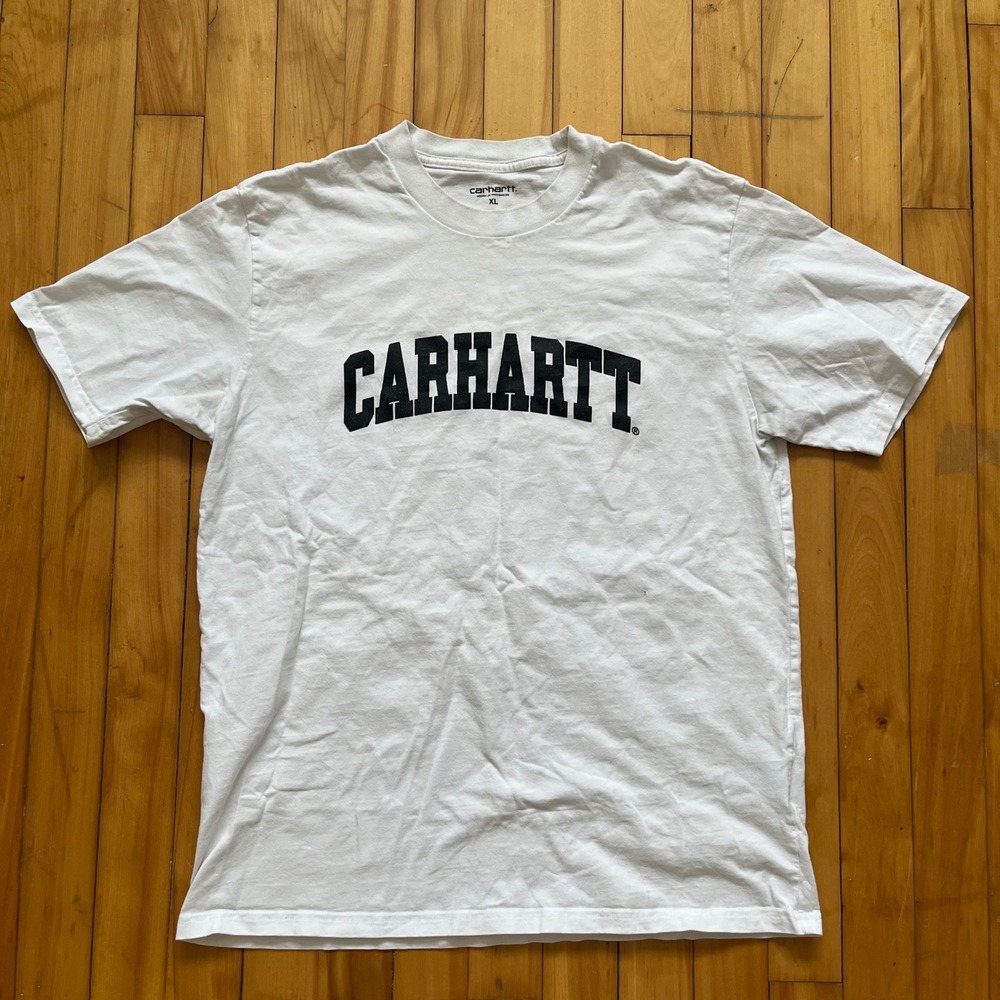 Carhartt Work In Progress Mens XL White S/S University T Shirt Cotton